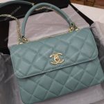 Chanel Small Flap Bag With Top Handle Light Blue-Gold