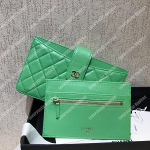 Chanel Classic Pouch Lambskin Leather Green - Image 5