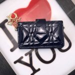 Lady Dior Calfskin Card Holder Indigo Blue