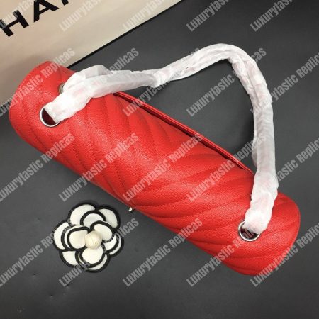 Chanel Classic Medium Handbag Red - Image 6