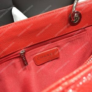 Chanel Large Shopping Tote Silver Tone Red - Image 9