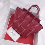 Micro Luggage Handbag In Drummed Calfskin Light Burgundy