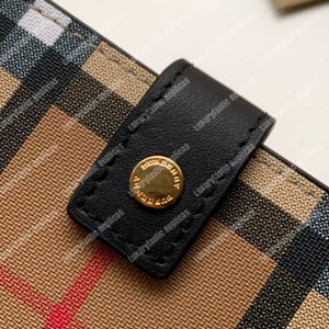 Burberry Small Vintage Check And Leather Folding Wallet Black - Image 3