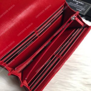 Chanel Classic Long Flap Wallet Lambskin Leather Red - Image 6