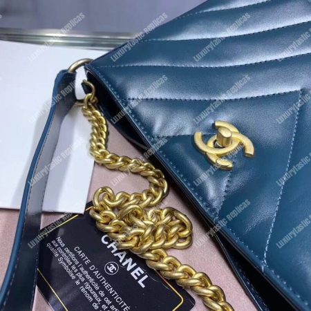 Chanel Hobo Handbag Blue - Image 6