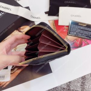 Chanel Classic Zipper Coin Purse Gold Tone Black - Image 6