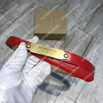 Burberry Brass Plaque Buckle Embossed Bridle Leather Belt Red