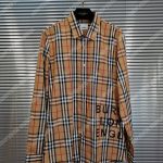Burberry Logo Print Check Cotton Oversized Shirt