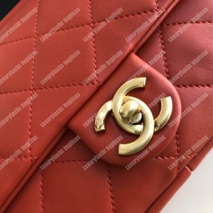 Chanel Lambskin Flap Bag Red - Image 5