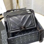 Chanel Boy Handbag Calfskin Ruthenium