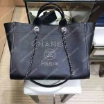 Chanel Studded Calfskin Small Deauville Tote Bag Silver-Tone
