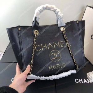 Chanel Studded Calfskin Small Deauville Tote Bag Gold-Tone - Image 3