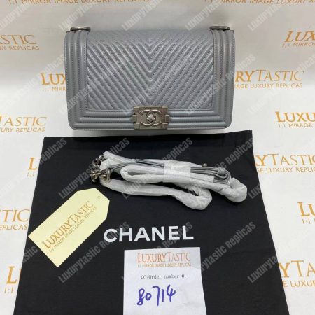 Chanel Boy Handbag Grey - Image 9