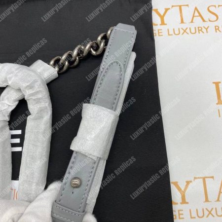 Chanel Boy Handbag Grey - Image 10