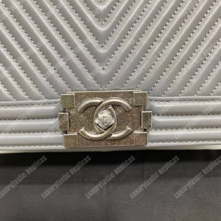 Chanel Boy Handbag Grey - Image 13
