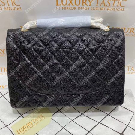 Chanel Classic Maxi Handbag Black Grained Calfskin Silver-Toned - Image 13