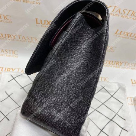 Chanel Classic Maxi Handbag Black Grained Calfskin Silver-Toned - Image 14