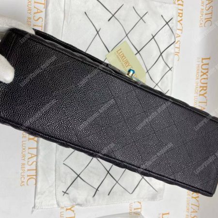 Chanel Classic Maxi Handbag Black Grained Calfskin Silver-Toned - Image 16