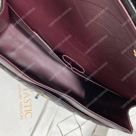 Chanel Classic Maxi Handbag Black Grained Calfskin Silver-Toned - Image 21