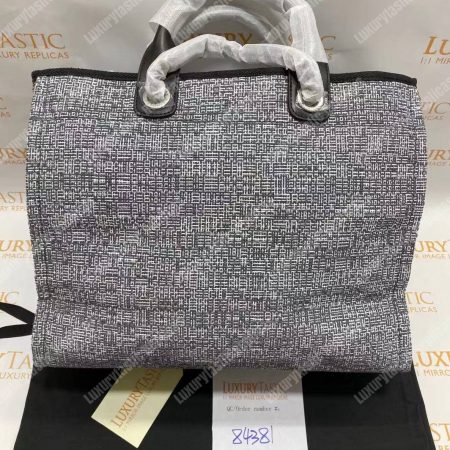 Chanel Deauville Fabric Tote Dark Gray - Image 15