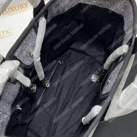 Chanel Deauville Fabric Tote Dark Gray - Image 19