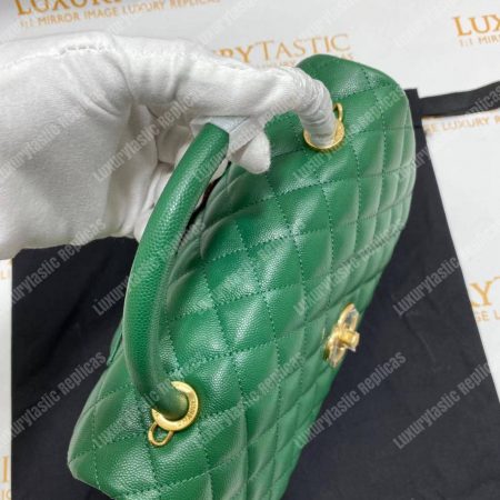 Chanel Flap Bag With Top Handle Green - Image 15