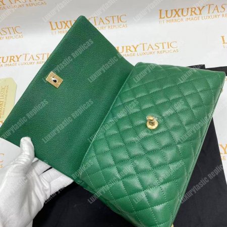 Chanel Flap Bag With Top Handle Green - Image 17