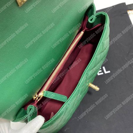 Chanel Flap Bag With Top Handle Green - Image 18