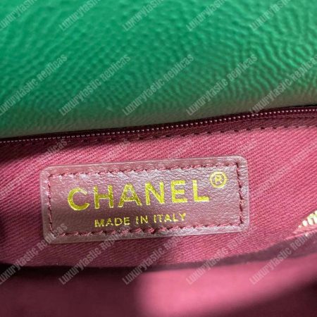 Chanel Flap Bag With Top Handle Green - Image 19