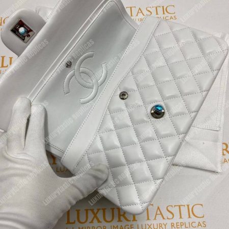 Chanel Medium Classic Handbag White - Image 13