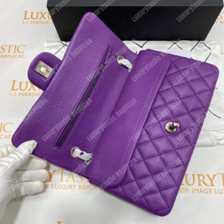 Chanel Medium Classic Handbag Purple - Image 13