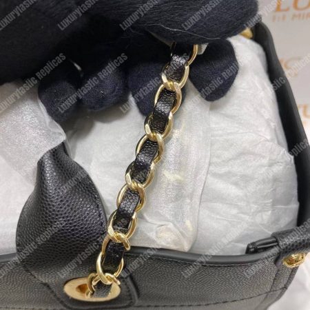 Chanel Studded Calfskin Small Deauville Tote Bag Gold-Tone - Image 11