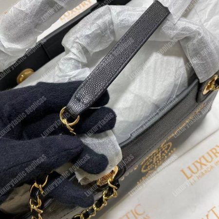 Chanel Studded Calfskin Small Deauville Tote Bag Gold-Tone - Image 16