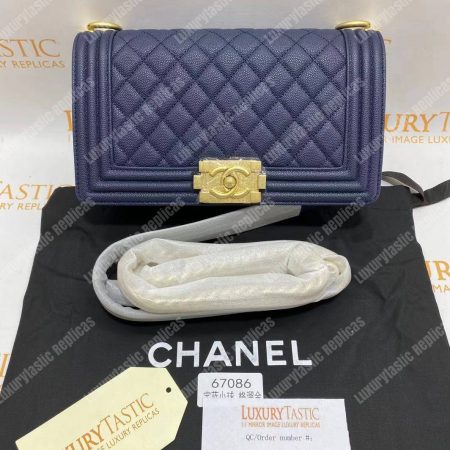 Chanel Boy Medium Handbag Navy Blue - Image 10