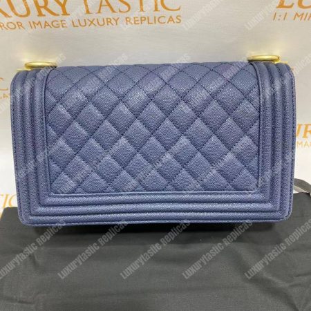 Chanel Boy Medium Handbag Navy Blue - Image 14