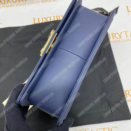 Chanel Boy Medium Handbag Navy Blue - Image 17