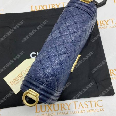 Chanel Boy Medium Handbag Navy Blue - Image 18