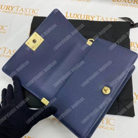 Chanel Boy Medium Handbag Navy Blue - Image 19