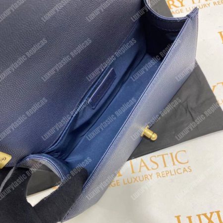 Chanel Boy Medium Handbag Navy Blue - Image 20