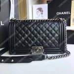Chanel Boy Medium Handbag Lambskin Black