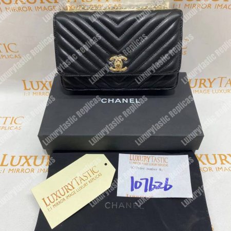 Chanel Wallet On Chain – WOC Chevron Lambskin Gold-Toned Metal Black - Image 10