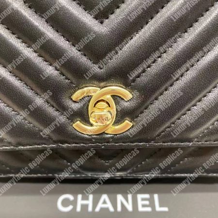 Chanel Wallet On Chain – WOC Chevron Lambskin Gold-Toned Metal Black - Image 11