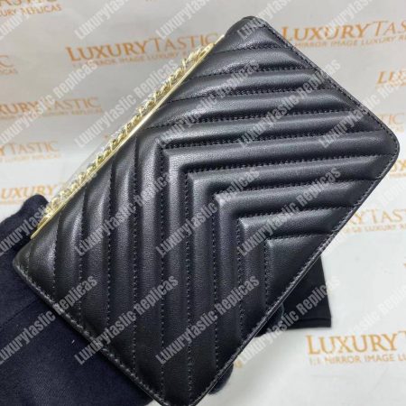 Chanel Wallet On Chain – WOC Chevron Lambskin Gold-Toned Metal Black - Image 12
