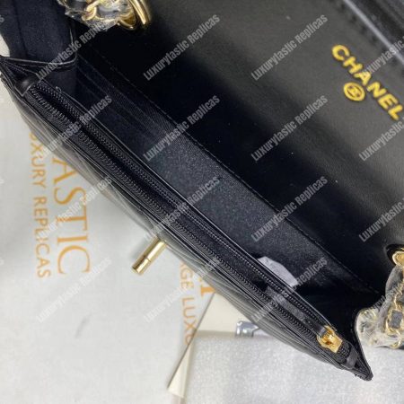 Chanel Wallet On Chain – WOC Chevron Lambskin Gold-Toned Metal Black - Image 20