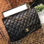 Chanel Classic Flap Maxi Black Lambskin-Gold Tone Metal