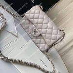Chanel Mini Flap Bag Light Grey Lambskin Silver Hardware