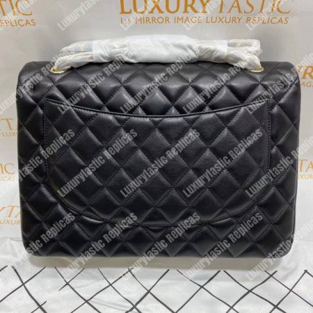 Chanel Classic Flap Maxi Black Lambskin-Gold Tone Metal - Image 7