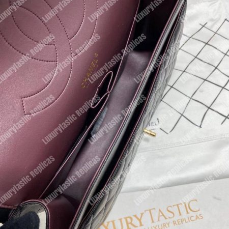 Chanel Classic Flap Maxi Black Lambskin-Gold Tone Metal - Image 14