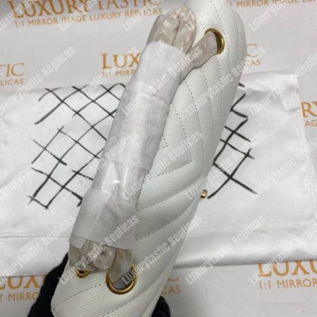 Chanel Classic Medium Handbag White - Image 12