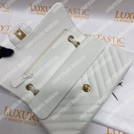 Chanel Classic Medium Handbag White - Image 13